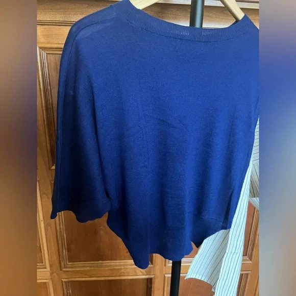 Yohji Yamamoto Sweater Asymmetric Striped Blue and Off White Size S - Picture 5 of 14